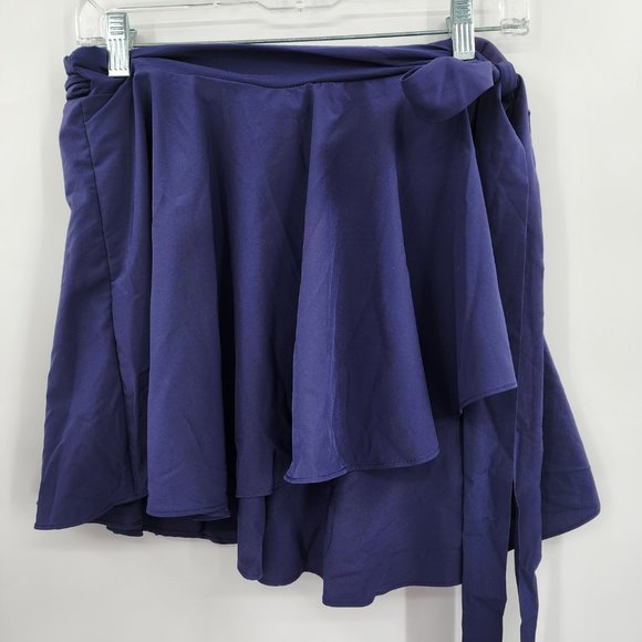 HALARA Women's Breezeful High Waist Navy Faux Wrap Micro Mini Skirt Large NWT - Picture 4 of 9
